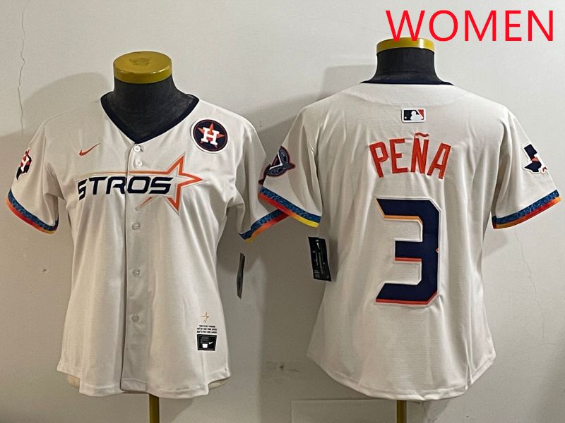 Women Houston Astros #3 Pena Cream Fourth generation Joint Name Nike 2025 MLB Jersey style 6->women mlb jersey->Women Jersey